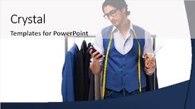  Presentation with condolence white wax candle - Presentation theme consisting of smartphone measurement - young tailor isolated on white background and a  colored foreground