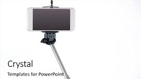  Presentation with selfie - Beautiful presentation design featuring smartphone on a selfie stick backdrop and a white colored foreground
