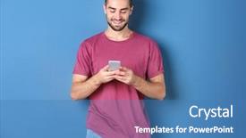  Presentation with smartphone - Beautiful slides featuring smartphone on color background backdrop and a teal colored foreground