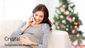  Presentation with christmas holidays - Presentation having smartphone on couch over christmas background and a  colored foreground