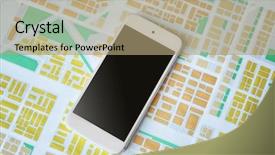  Presentation with navigation - Audience pleasing PPT theme consisting of smartphone on navigation map background backdrop and a coral colored foreground