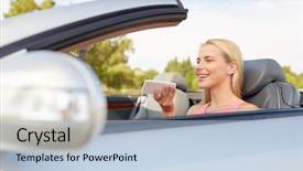  Presentation with recorder - Colorful PPT theme enhanced with smartphone or using voice command backdrop and a light blue colored foreground