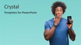  Presentation with shame - Beautiful slides featuring smartphone over isolated background cover backdrop and a light blue colored foreground