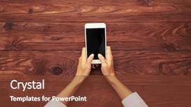  Presentation with hands of anonymous hackers typing - Theme having smartphone over wooden brown table background and a tawny brown colored foreground