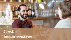  Presentation with business card - Slide set with smartphone paying at bar background and a coral colored foreground