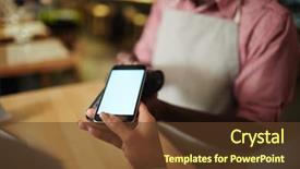  Presentation with order - PPT theme having smartphone paying for order background and a tawny brown colored foreground