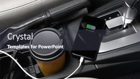  Presentation with cup coffee - Cool new presentation theme with smartphone-plugged-in-the-charging backdrop and a tawny brown colored foreground