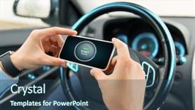  Presentation with car business - PPT theme with smartphone screen in car background and a ocean colored foreground