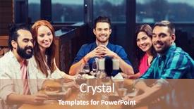  Presentation with people mobile technology - Beautiful presentation theme featuring smartphone selfie stick at restaurant backdrop and a  colored foreground