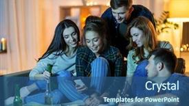  Presentation with alcoholic - Audience pleasing slide deck consisting of friendship people technology and entertainment backdrop and a ocean colored foreground