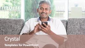  Presentation with mobile network - Theme with smartphone social network concept indian background and a coral colored foreground