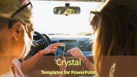  Presentation with self driving - Presentation theme having smartphone taking selfie in car background and a tawny brown colored foreground