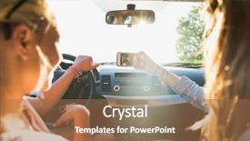  Presentation with self driving - Cool new PPT layouts with smartphone taking selfie in car backdrop and a tawny brown colored foreground