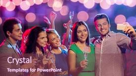  Presentation with people mobile technology - Presentation theme having smartphone taking selfie in club background and a tawny brown colored foreground