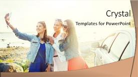  Presentation with girls trip - Slide deck enhanced with smartphone taking selfie near car background and a cream colored foreground