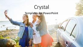  Presentation with girls trip - Amazing slides having smartphone taking selfie near car backdrop and a white colored foreground