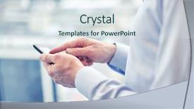  Presentation with business programming code abstract technology - Slide set featuring smartphone texting message or dial background and a sky blue colored foreground