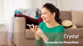  Presentation with recorder - PPT layouts with smartphone using voice command background and a tawny brown colored foreground