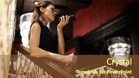  Presentation with railing - Cool new slide deck with smartphone while leaning against railing backdrop and a tawny brown colored foreground