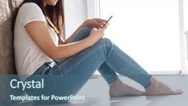  Presentation with asian - Audience pleasing slide set consisting of smartphone while sitting on floor backdrop and a ocean colored foreground