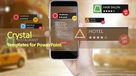  Presentation with street food new york - Presentation theme having blurriness - smartphone with applications against blurry background and a tawny brown colored foreground