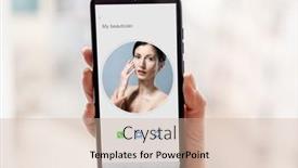  Presentation with beautician - PPT theme consisting of smartphone-with-beautician-contact background and a soft green colored foreground