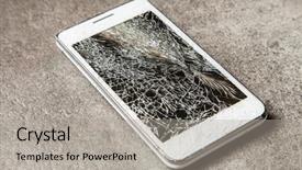  Presentation with crash - Audience pleasing PPT layouts consisting of smartphone with broken screen backdrop and a  colored foreground