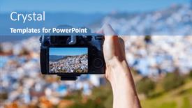  Presentation with morocco - Presentation design enhanced with smartphone-with-chefchaouen-photography-morocco background and a teal colored foreground