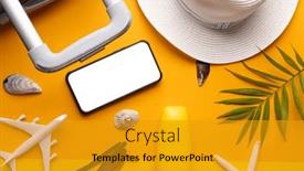  Presentation with sunscreen - Presentation theme enhanced with smartphone-with-copy-space-airplane background and a gold colored foreground