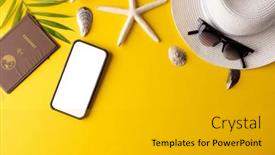  Presentation with passport travel - Presentation design enhanced with smartphone-with-copy-space background and a light gray colored foreground