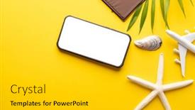  Presentation with passport travel - Slide set enhanced with smartphone-with-copy-space background and a light gray colored foreground