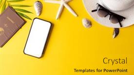  Presentation with passport travel - PPT theme with smartphone-with-copy-space background and a light gray colored foreground