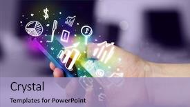  Presentation with market - Slide deck having smartphone with finance and market background and a light blue colored foreground