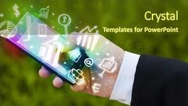  Presentation with market - Slide set with smartphone with finance and market background and a tawny brown colored foreground