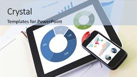  Presentation with digital pen - Slide deck consisting of smartphone with financial chart report background and a  colored foreground