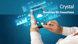  Presentation with financial - PPT layouts featuring smartphone with financial tracking concept background and a teal colored foreground