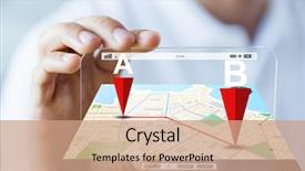  Presentation with gps - Audience pleasing PPT theme consisting of smartphone with gps navigator map backdrop and a coral colored foreground