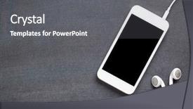  Presentation with blackboard - Slide deck with school black board - smartphone with headphones on blackboard background and a gray colored foreground