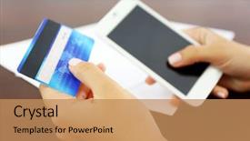  Presentation with mobile banking - Cool new theme with smartphone with mobile banking backdrop and a coral colored foreground