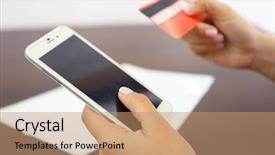  Presentation with mobile banking - Slide deck having smartphone with mobile banking background and a coral colored foreground