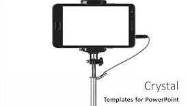  Presentation with selfie - Slide deck with smartphone-with-selfie-stick-isolated background and a white colored foreground
