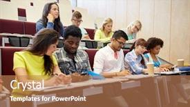  Presentation with high school students - Colorful presentation theme enhanced with smartphones and coffee at lecture backdrop and a coral colored foreground