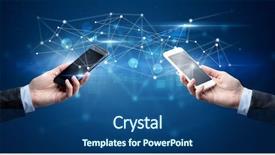  Presentation with data structure - Theme enhanced with smartphones and sharing business data background and a ocean colored foreground