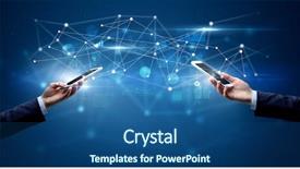  Presentation with data structure - Cool new presentation theme with smartphones and sharing business data backdrop and a ocean colored foreground