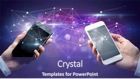  Presentation with data structure - Slide set consisting of smartphones and sharing business data background and a violet colored foreground