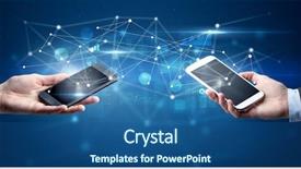  Presentation with two people holding hands - Slide deck with smartphones and sharing business data background and a ocean colored foreground