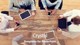  Presentation with team work - Theme enhanced with smartphones and tablet pc computer background and a coral colored foreground