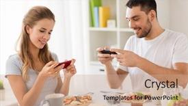  Presentation with iot agriculture technology concept man - Audience pleasing theme consisting of smartphones having breakfast at home backdrop and a coral colored foreground