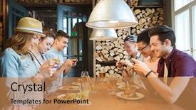  Presentation with internet addiction - Beautiful presentation theme featuring smartphones taking picture of food backdrop and a coral colored foreground