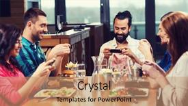  Presentation with food technology - Colorful PPT theme enhanced with smartphones taking picture of food backdrop and a coral colored foreground